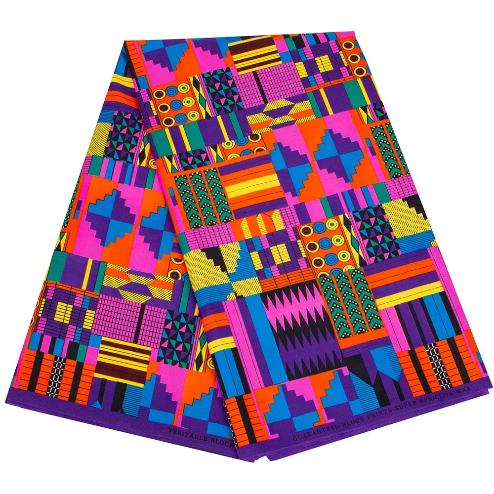 Ankara African Leaf Print Fabric - Real Wax Patchwork Sewing, Craft & DIY Textile Material