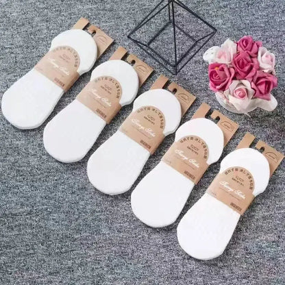 5 Pairs Women's Silicone Invisible Boat Socks - Summer Solid Color Ankle Socks, Soft Cotton Slipper, Size 35-40 EUR