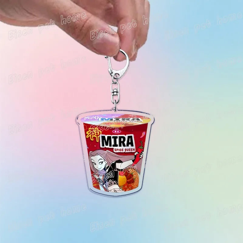 Kpop Demon Hunters Huntrix Saja Boys Keychain Bag Charm Rumi Zoey Jinu Ramen Keyring Fans Gift