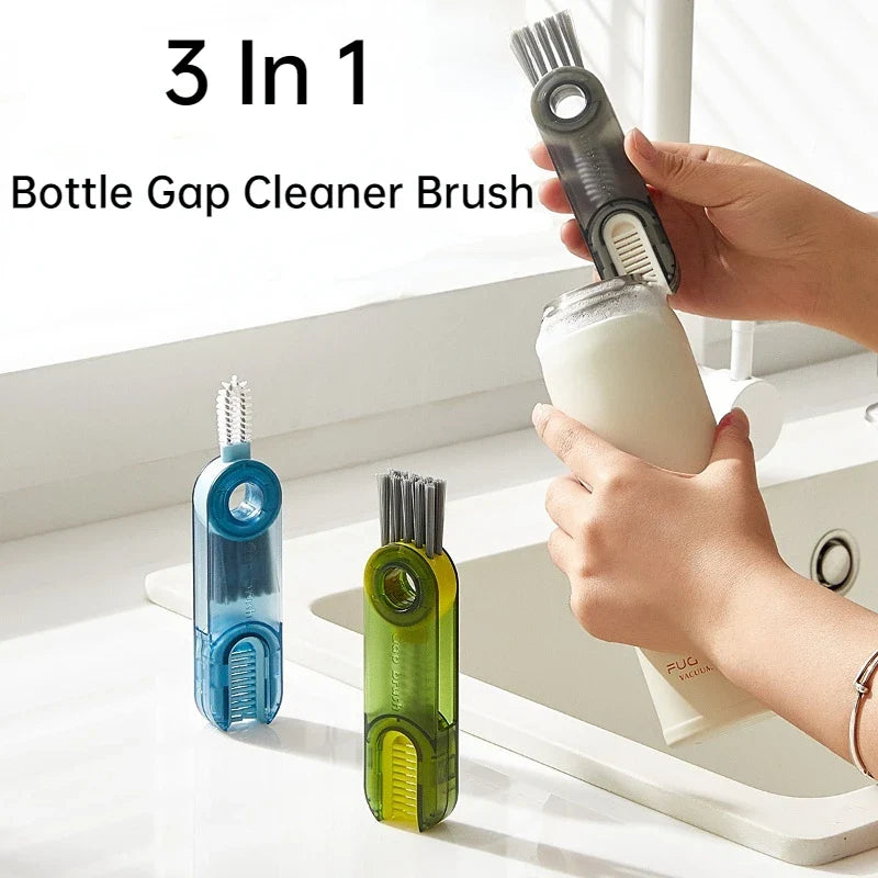 3-in-1 Multifunctional Bottle Gap Cleaner - Mini Silicone U-Shaped Brush for Water Bottles, Cups, and Narrow Spaces