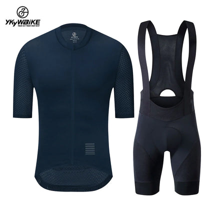 YKYWBIKE Cycling Jersey & Bib Shorts Set — Classic MTB Bike Clothing with Reflective Details
