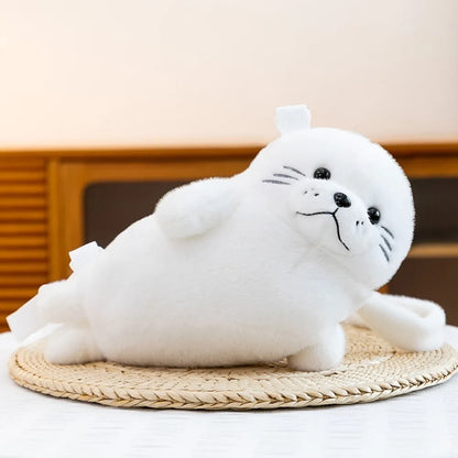 Cute Seal Plush Shoulder Bag - Soft Fluffy Cartoon Crossbody Phone Bag with Adjustable Strap