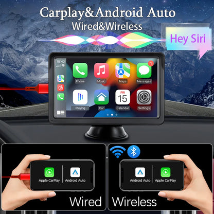 HIPPBQCC 7-Inch Car Radio – CarPlay & Android Auto Multimedia Player, Touch Screen, USB/AUX, Rear View Camera Compatible
