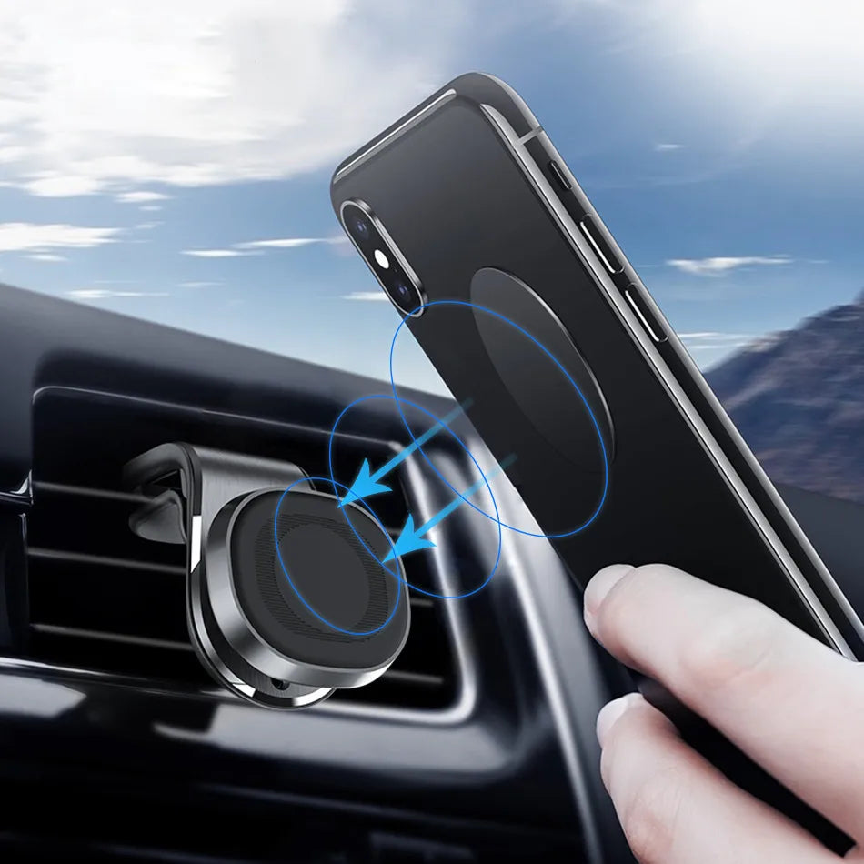Magnetic Car Phone Holder - Universal Air Vent Mount with GPS Support for Smartphones