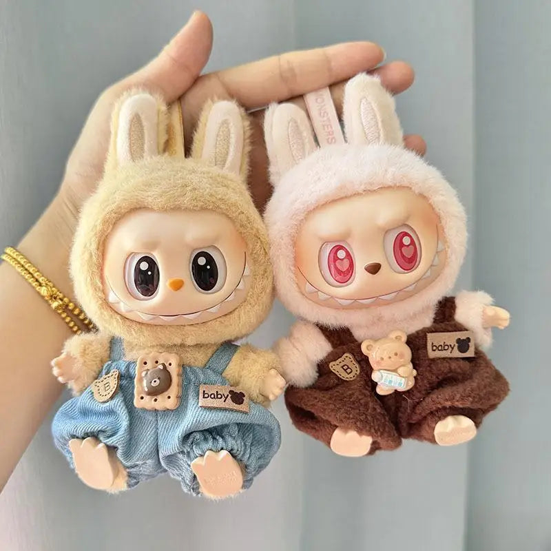 17cm Labubu Doll Clothes — Mini Outfit Accessories for K-Pop EXO I & II Dolls | Sitting Party Overalls Gift