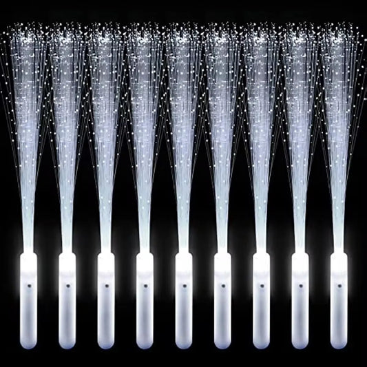 12-96PCS LED Fiber Optic Wands – Light Up Fiber Optic Stick with 3 Modes, White Glow Sticks for Wedding, Birthday Party, Bridal Shower