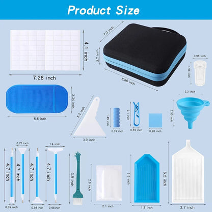 Diamond Painting Accessories Kit - Portable Storage Suitcase with 30 Jars, Tools, Pens, Trays & Organizer Case
