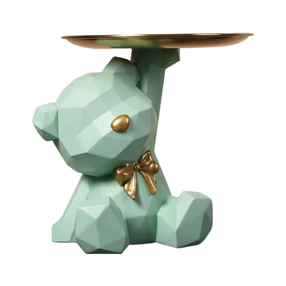 Geometric Bear Key Holder – Resin Figurine for Desk & Entrance Decoration