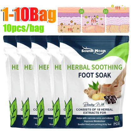 1-10 Bags Foot Bath Gel – Natural Herbal Foot Soak Beads for Detox, Dehumidification, Fatigue Relief & Leg Vein Repair