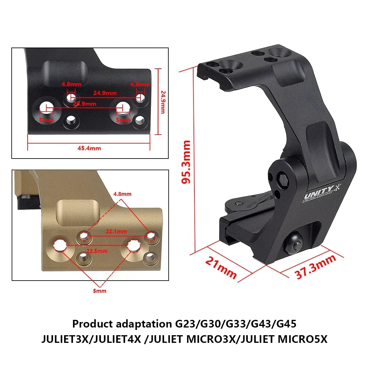 Tactical Unity Fast Mount — 3X/6X Magnifier with QD Lever, 2.26" Optical Height, Compatible with G23/G30/G33/G43/G45 Scope Mounts