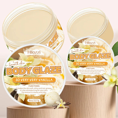 Vanilla Body Glaze Moisturizing Body Butter – Non-Greasy Nourishing Skin Care Oil, Hydrating & Refreshing Body Lotion 2oz/8oz