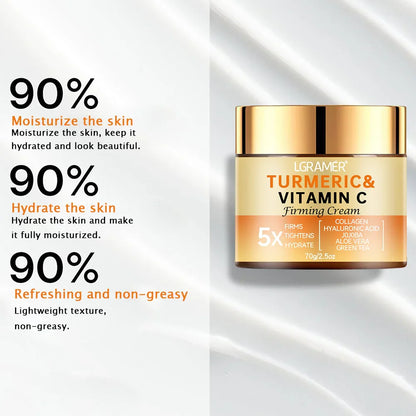 Turmeric & Vitamin C Face Cream – Wrinkle Smoothing, Firming, Moisturizing Collagen Skin Brightening & Repair Whitening Skincare Cream