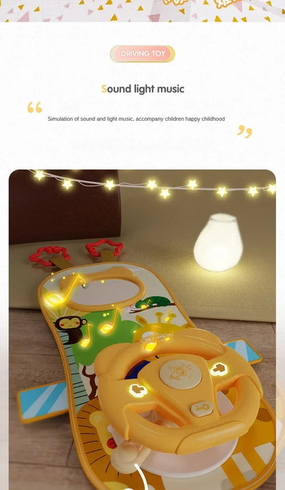 Kids Electric Copilot Steering Wheel Toy – Musical Simulated Driving Car Seat Educational Sound Toy