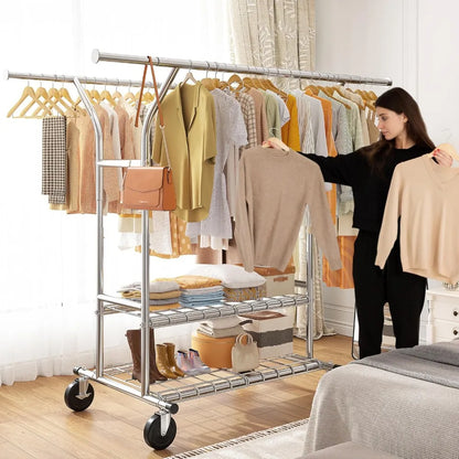 Rubi Clothes rack Heavy duty clothes rack with wheels bearing 630LBS clothes rack for rolling
