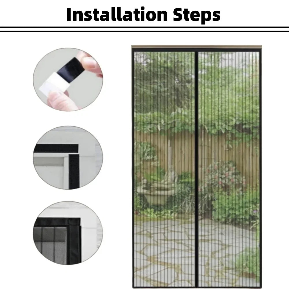 Magnetic Mesh Door Curtain - Automatic Closing Mosquito Net Screen for Ventilation & Dust Protection