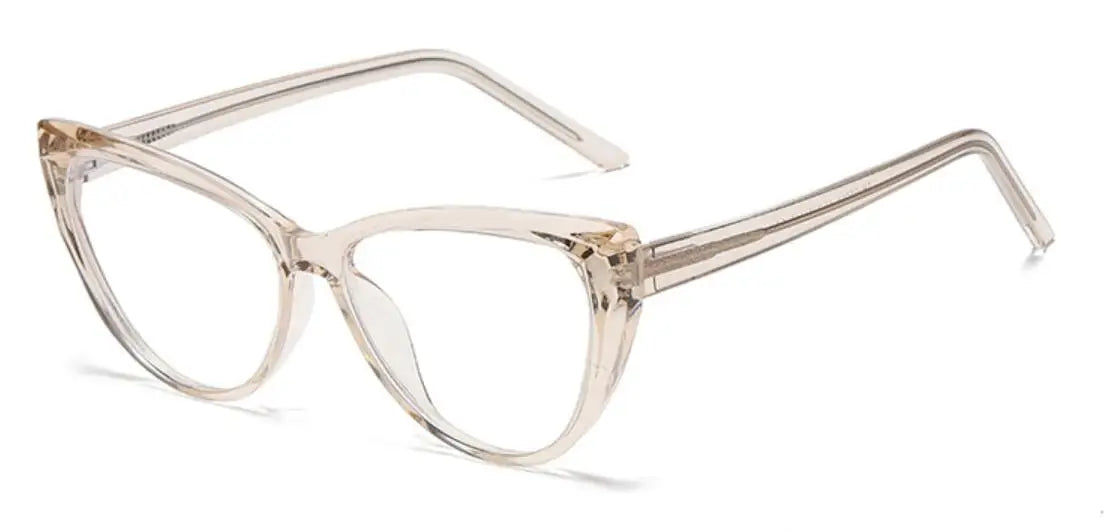 Transparent Cat Eye Reading Glasses - Ultralight TR90 Computer Eyewear with Spring Hinge for Women