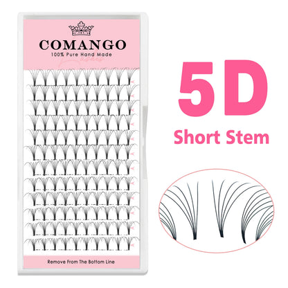 CoMango Premade Volume Fans Short Stem Russian Eyelash Extensions — 3D-10D Faux Mink Lashes Wholesale