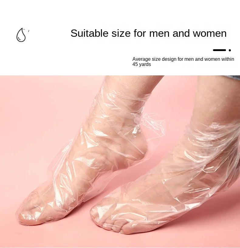 100PCS Transparent Disposable Foot Bags for Detox, Pedicure, & Foot Care - Prevent Infection & Chapped Skin, Bath Wipes