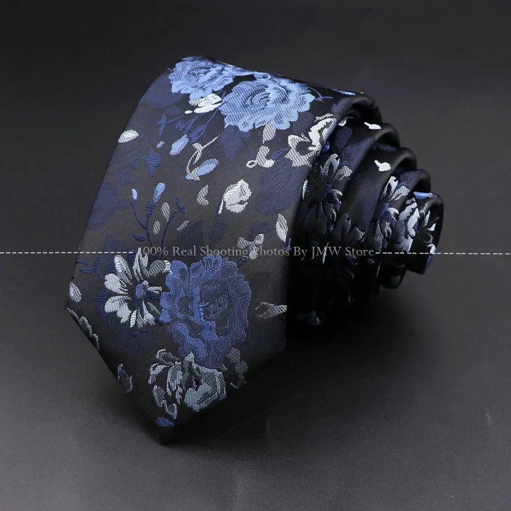 Men’s Wedding Floral Necktie - Wave Fireworks Meteor Flower Design Tie for Groom, Business & Formal Accessories Gift