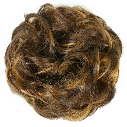 Azqueen Synthetic Messy Bun Chignon – Gray Brown Hair Bun Pad with Elastic Rope & Rubber Band Hair Extensions