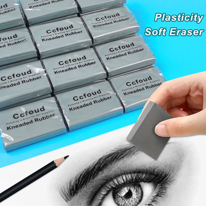Grey Plastic Kneaded Eraser Set (3/6/10/20/36pcs) – Soft Rubber Art Erasers for Sketching, Drawing, Blending, Shading & Highlighting for Artists and Adults