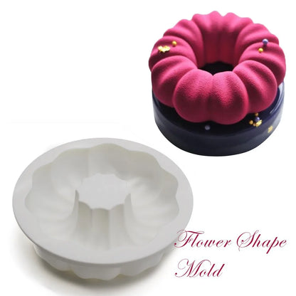 Round Corrugated Big Flower Silicone Mousse Cake Mold – Taiji French Dessert Baking & Chocolate Pudding Tool
