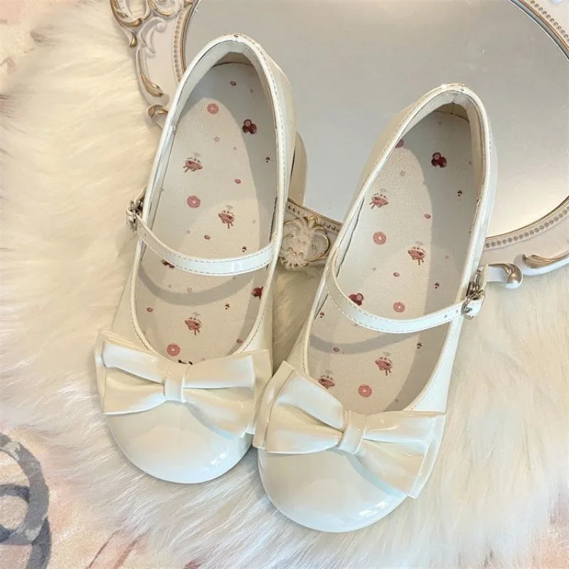 Women’s Lolita Flats – Low Round Toe Cross Strap Bow Princess Tea Party Shoes, Cute Lovely Student Shoes 2025