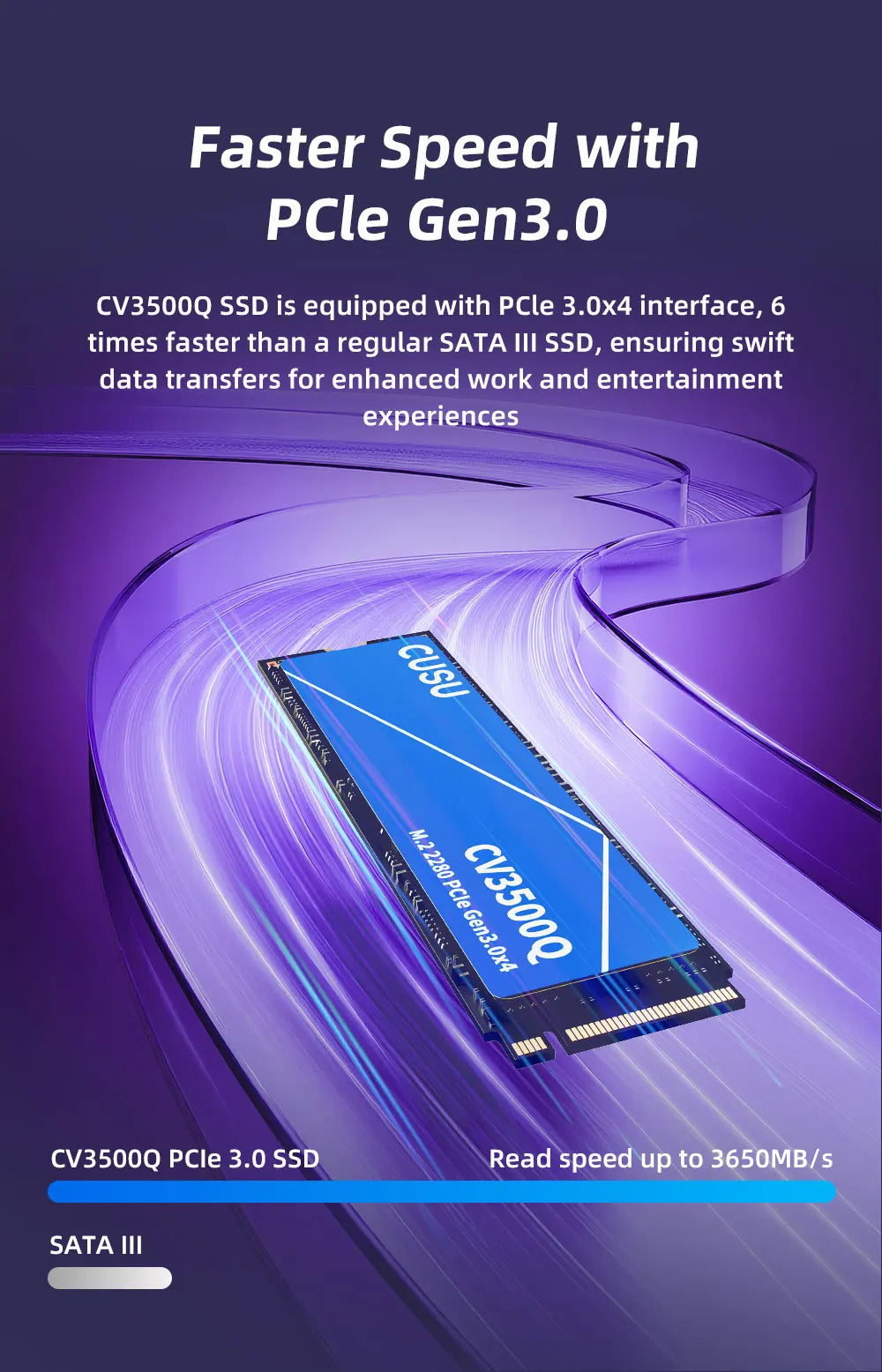 CUSU M.2 NVMe SSD – 256GB/512GB/1TB/2TB PCIe 3.0 x4 Internal Solid State Drive