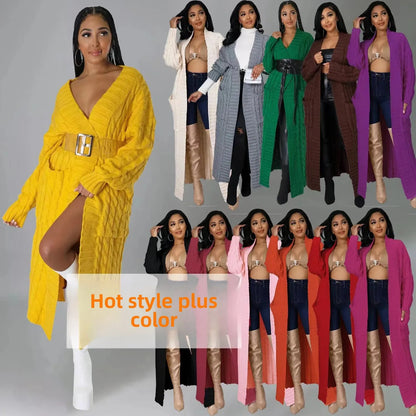 2024 Women’s Fashion Cardigan Sweater – Casual Long Sleeve Solid Jacket for Autumn Winter