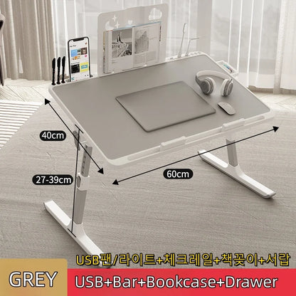 Adjustable Laptop Bed Tray Table – Portable Foldable Desk with Storage Drawer for Sofa & Lap Use