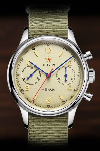40mm 1963 Pilot Aviation Mechanical Chronograph — Original Seagull ST1901 Movement Men's Sapphire Vintage Watch