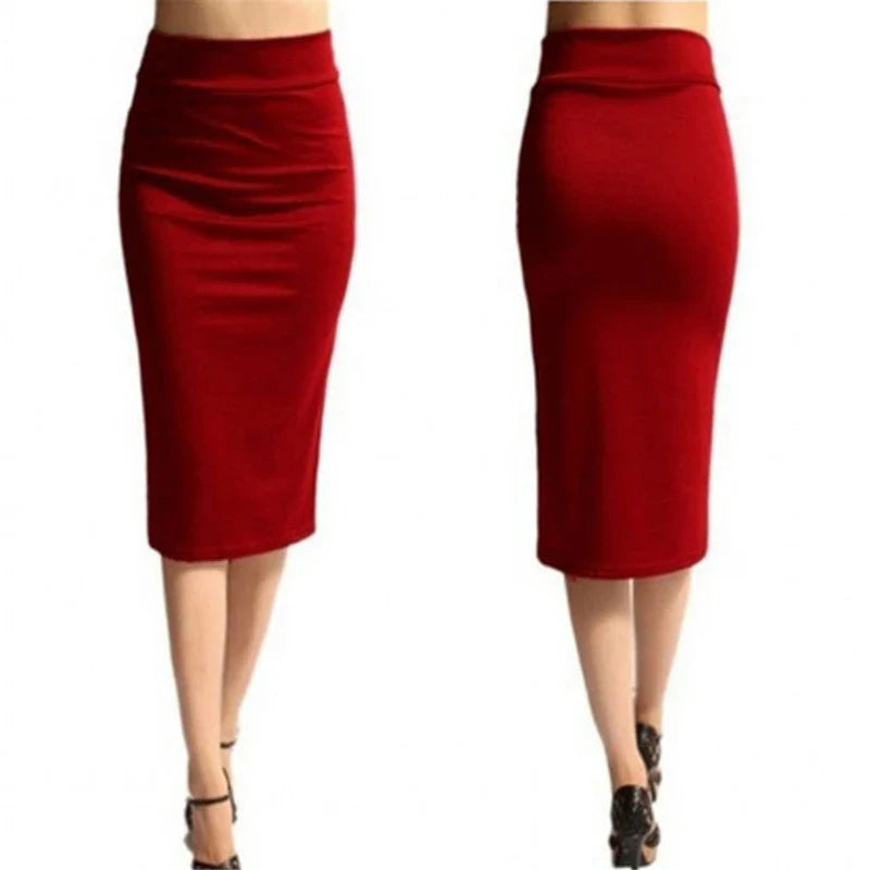 Women’s High Waist Bodycon Pencil Skirt – Slim Fit Knee-Length Stretch Office & Sexy Skirt