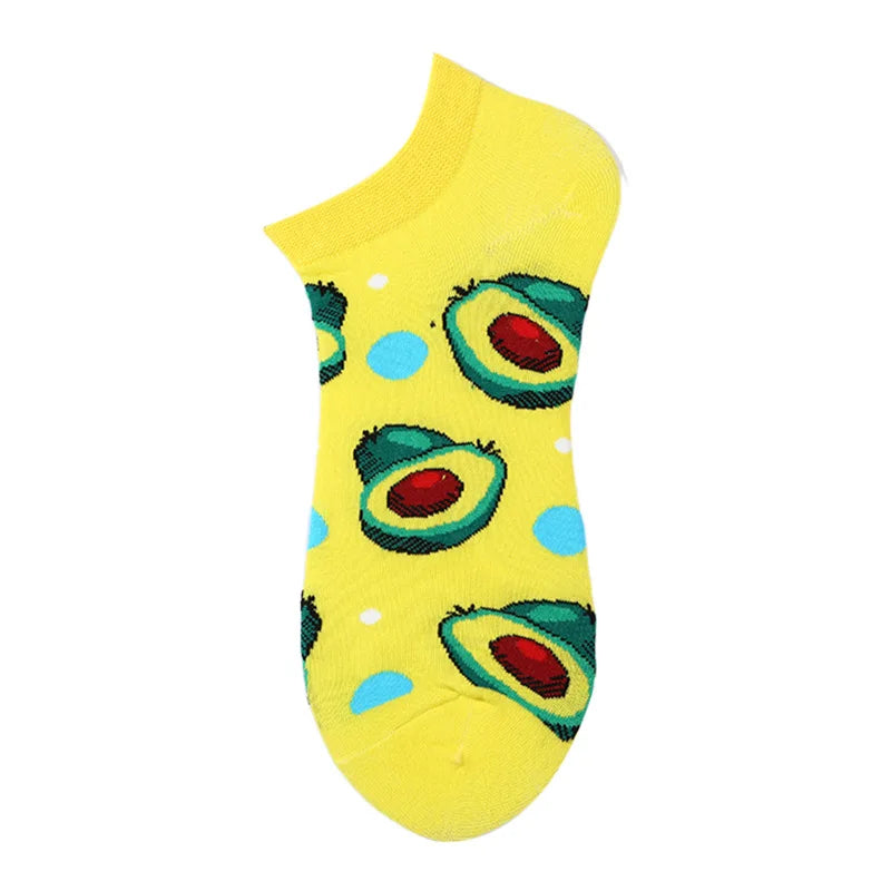40-Style Colorful Cotton Ankle Socks – Fashion Novelty Short Socks for Men & Women, Funny Animal, Food & Avocado Casual Designs