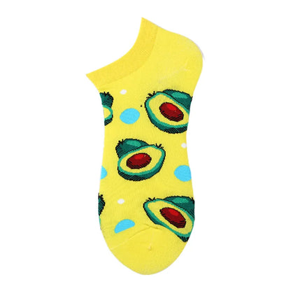 40-Style Colorful Cotton Ankle Socks – Fashion Novelty Short Socks for Men & Women, Funny Animal, Food & Avocado Casual Designs