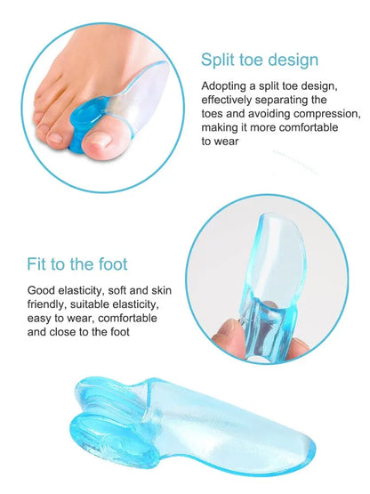 2PC Silicone Toe Splitter & Correction Device – Hallux Valgus Relief, Toe Sleeve for Large Foot Bone Separation, Manicure Tools