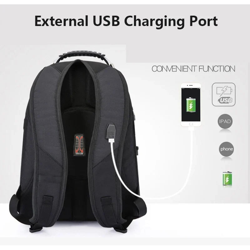 Swiss-Multifunctional 17 Inch Laptop Backpack | Durable 45L Travel Bag | College Bookbag with USB Charging Port