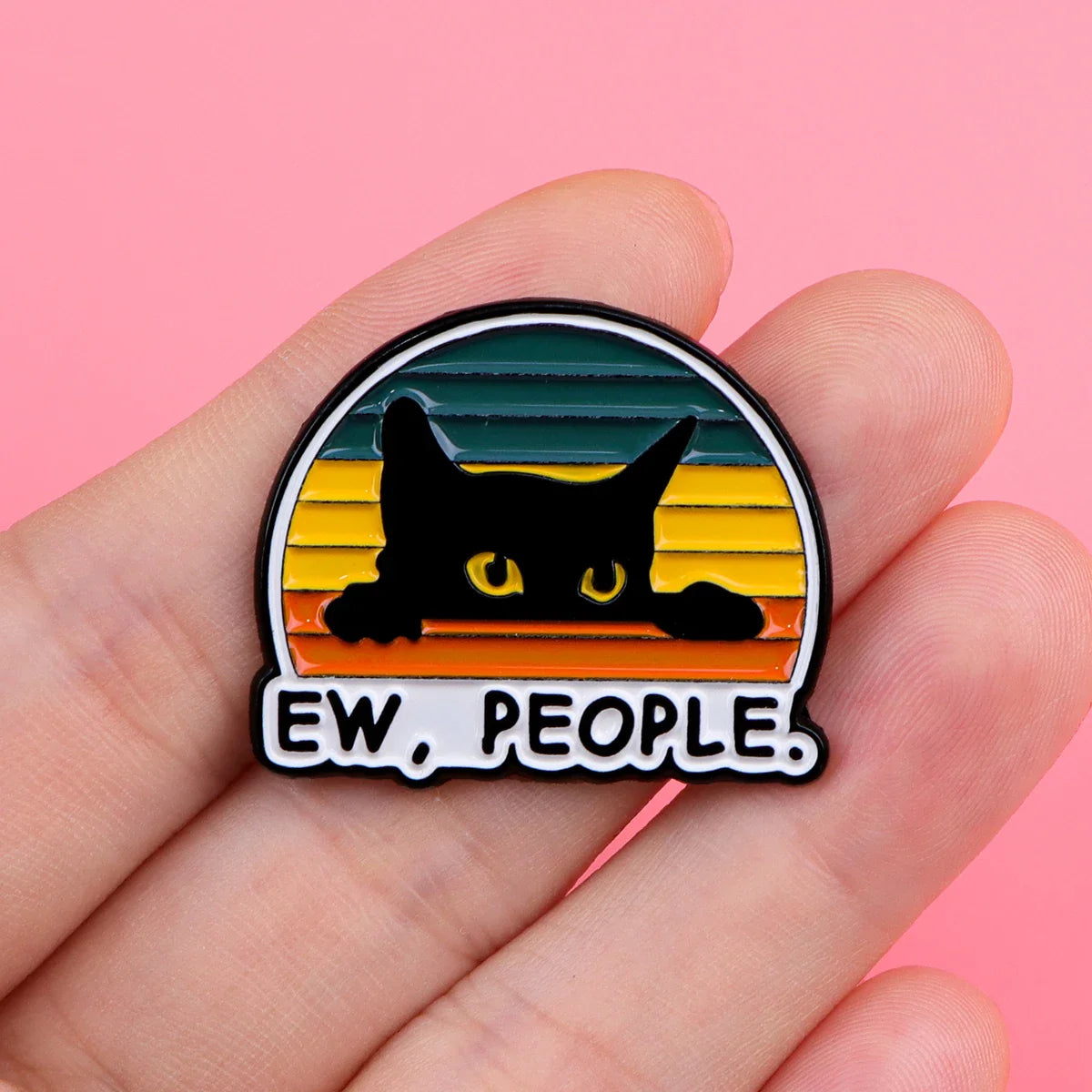 Funny Cat Enamel Pin Badge – EW, PEOPLE Cartoon Brooch for Women Men Lapel Collar Jewelry Gift