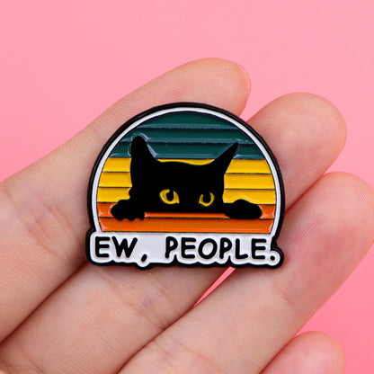 Funny Cat Enamel Pin Badge – EW, PEOPLE Cartoon Brooch for Women Men Lapel Collar Jewelry Gift