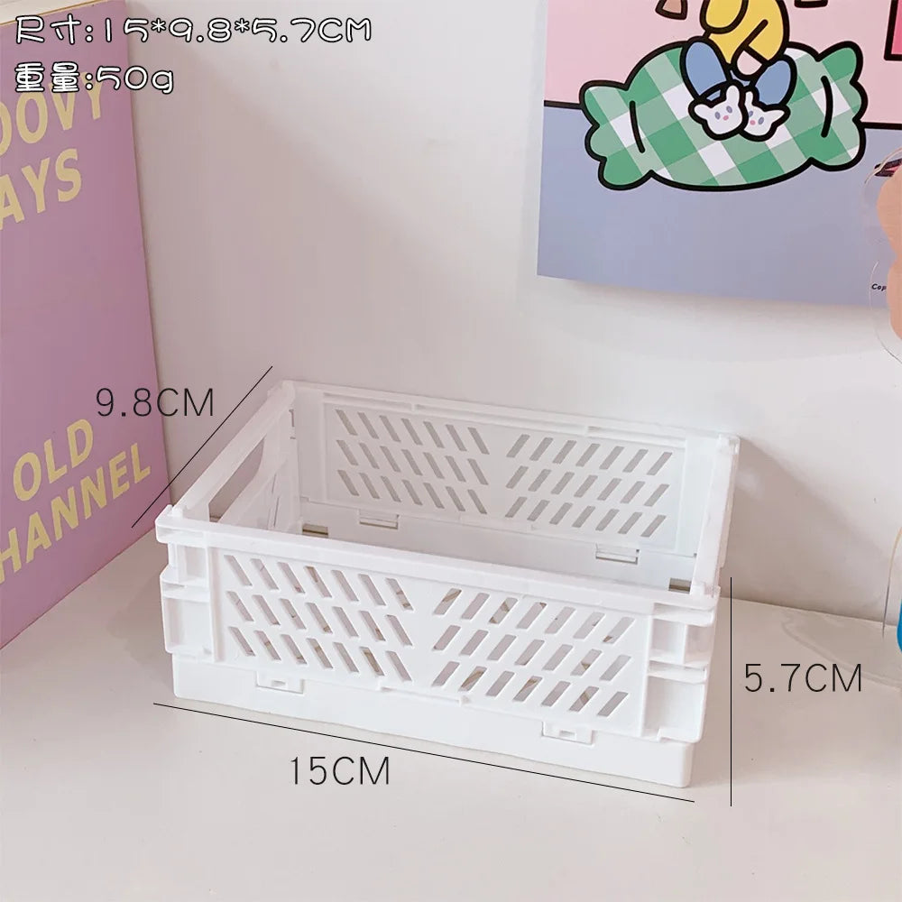 Mini Folding Plastic Storage Box - Collapsible Home and Office Organizer Container (1 PC)