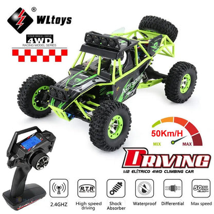 WLtoys 12428 1:12 RC Racing Car — 4WD High-Speed Off-Road Remote Control Buggy with LED Light, Alloy Climbing Truck, Boys & Kids Gift