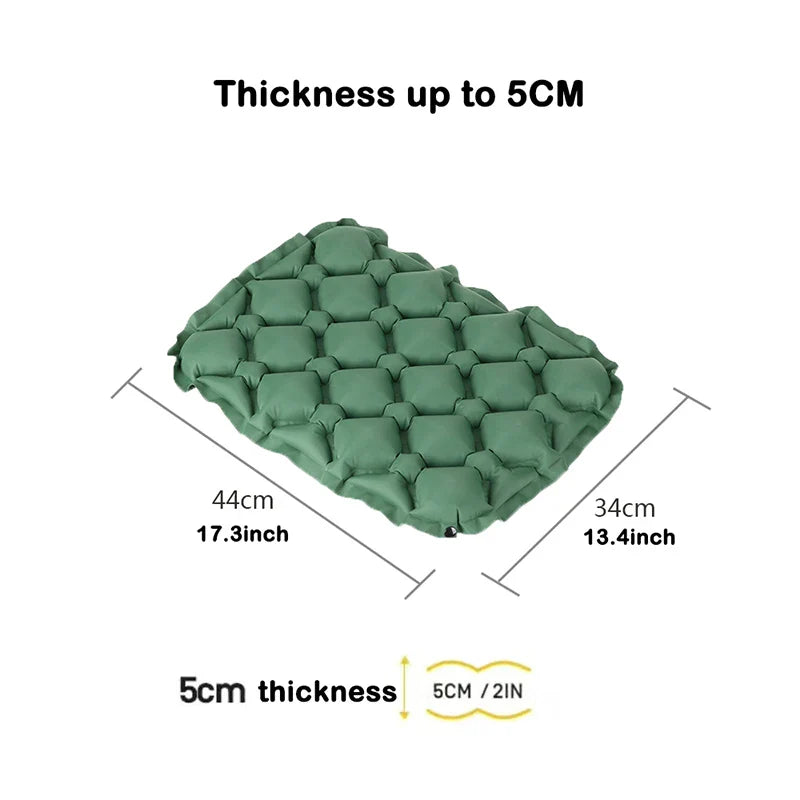Inflatable Seat Cushion Portable Lightweight Air Sitting Pad Water & Moisture Resistant Camping Chair Mat for Outdoor Travel & Hiking Comfort Seat Pad
