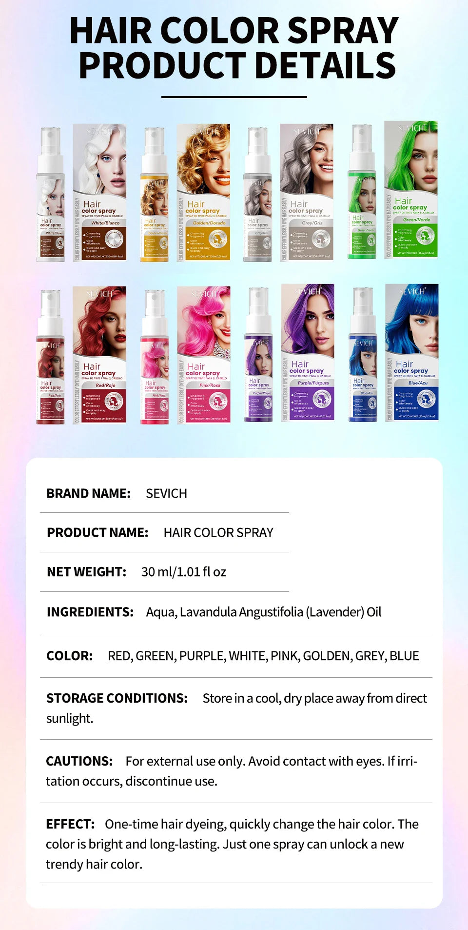 Temporary Hair Color Spray – 30ml DIY Hair Dye for Halloween, Parties & Instant Styling
