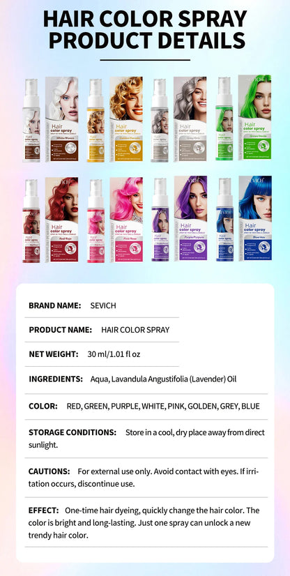 Temporary Hair Color Spray – 30ml DIY Hair Dye for Halloween, Parties & Instant Styling