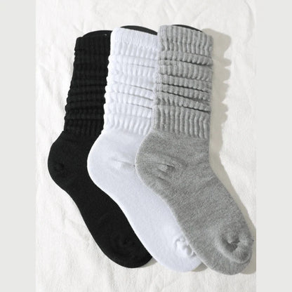 Women’s White Mid-Calf Socks - 3 Pairs Comfortable Breathable Basic Fashion Socks