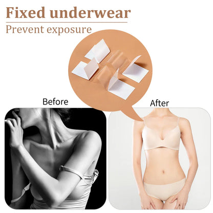 50pcs Clear Lingerie Tape | Anti-slip Double-sided Body Adhesive | Safe Dress Cloth Tape for Skin and Bra | Invisible Safe Strip