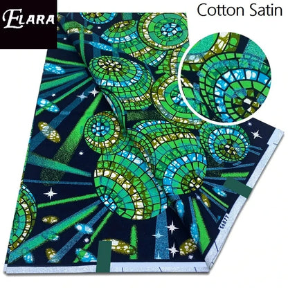 African Real Wax Print Fabric - Grand Original Ankara Blue Cotton Wax Material 6 Yards for Stylish Dresses & Uniforms