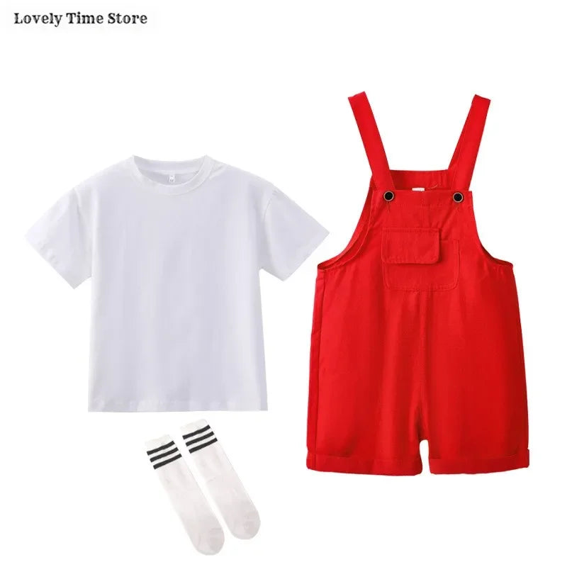 Kids Hip Hop Candy Color Overalls – Girls & Boys Suspender Shorts Jumpsuit Romper Streetwear