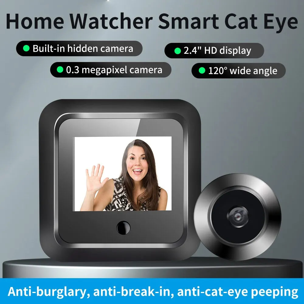 2.4" Smart Digital Door Viewer — 120° HD Security Camera, 240x320 Visual Doorbell, 300K Pixels