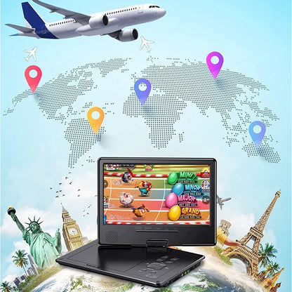 12.5" Portable HD DVD Player – Wireless Bluetooth, Full-Format Support, In-Car & Home CD Player