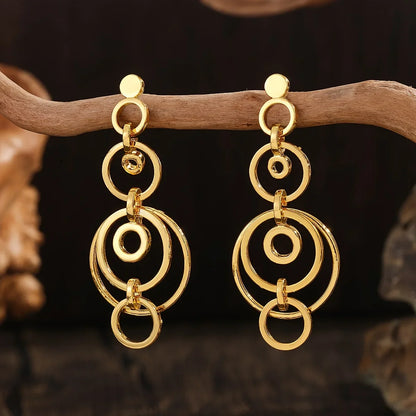 Geometric Gold Hollow Hoop Earrings for Women – Fashion Minimalist Jewelry